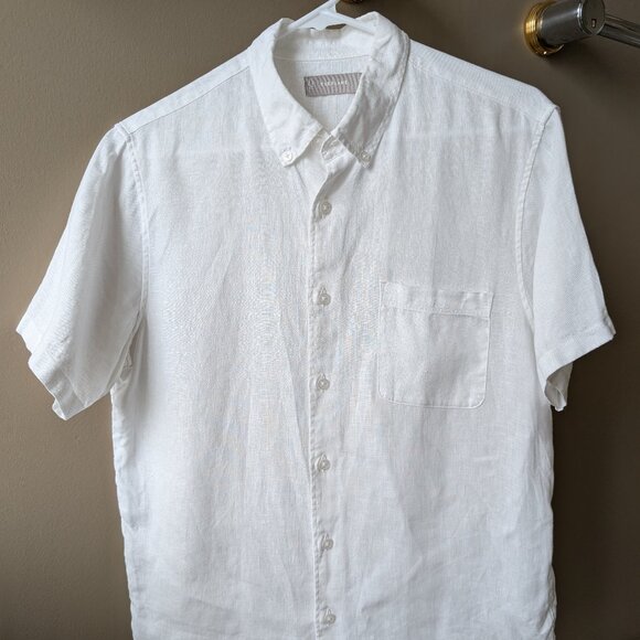 Everlane Linen Short Sleeve Button Down Shirt - Women's Small - Picture 1 of 4